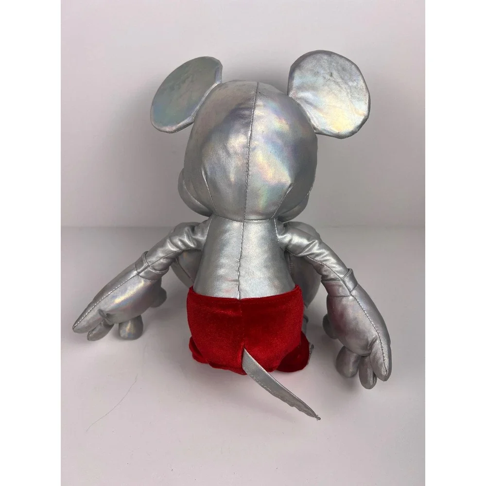 Disney 100th Anniversary Mickey Mouse‎ Plush Toy Silver Red Shorts Holographic